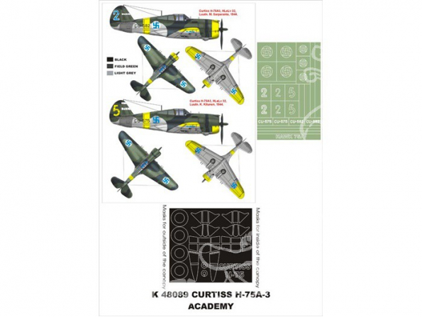 Montex Super Mask K48089 Curtiss H-75A3 Academy 1/48