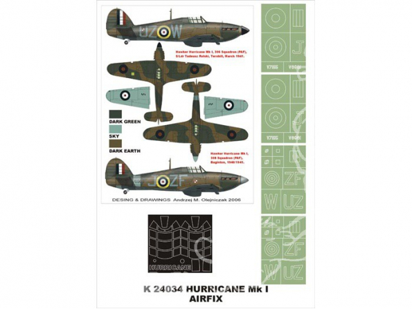 Montex Super Mask K24034 Hurricane Mk I Airfix 1/24