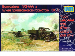 UM Unimodels maquettes militaire 367 CAMION SOVIETIQUE GAZ-AAA AVEC CANON 57mm ZIS-2 1/72