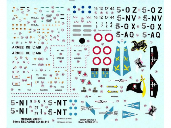 Berna decals BD48-116 Dassault Mirage 2000C 5em Escadre 1/48