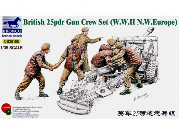 Bronco maquette militaire CB 35108 Equipage de Canon Britannique 25pdr WWII 1/35