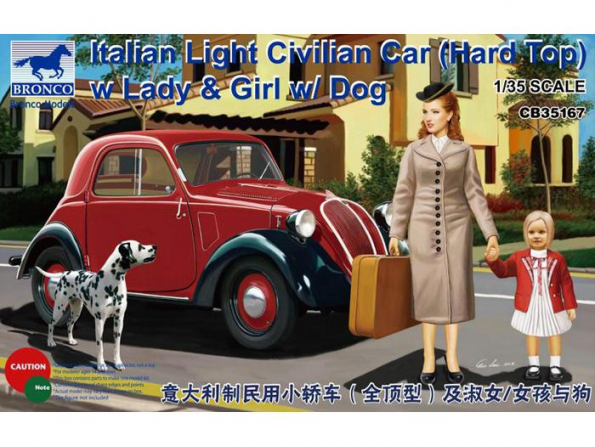 Bronco maquette militaire CB 35167 Fiat civile avec lady enfant et chien 1/35
