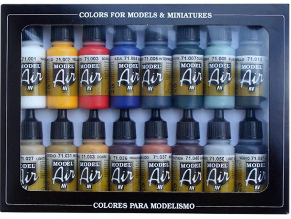 Vallejo Set Model Air 71178 Couleurs de base 16 x 17ml