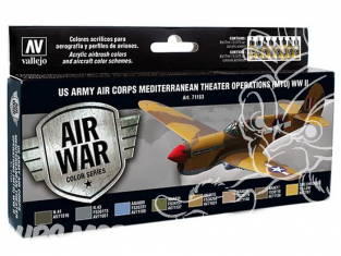 Vallejo Set Model Air 71183 US Army Air Corps en théatre d'opératon Méditerranéen MTO WWII 8 x 17ml