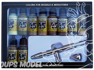 Vallejo Set Model Air 71168 Aerographe Ultra Harder & Steenbeck + Couleurs de camouflage 10 x 17ml