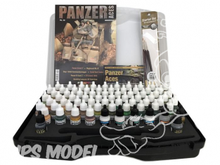 Vallejo Malette Panzer Aces 70174 Couleurs Panzer Aces 72 x 17ml + 3 pinceaux